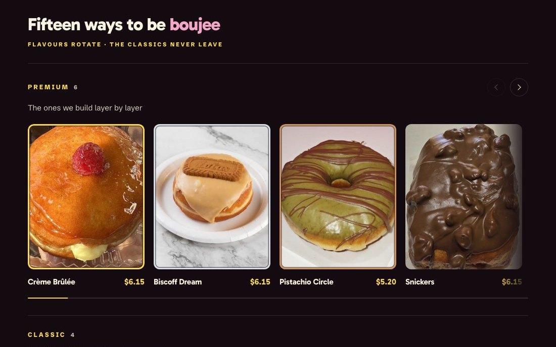 The menu with real product photos